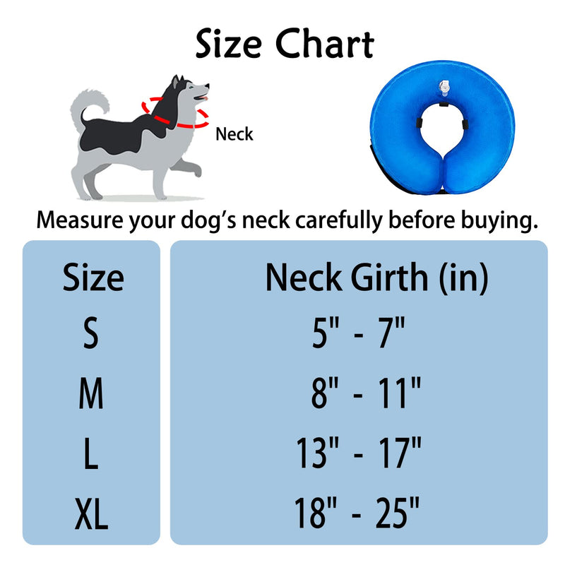 Dog Cone Collar for Small Medium Large Dogs After Surgery, Inflatable Dog Neck Donut Collar, Adjustable Dog Cone, E-Collar for Dogs Recovery, Soft Dog Cones Alternative, Protective Pet Cones for Dogs Large (Neck Girth: 12"-17") Blue - PawsPlanet Australia