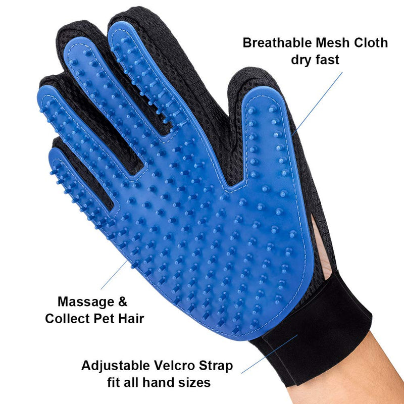 Pet Hair Remover Glove - Gentle Pet Grooming Glove Brush - Deshedding Glove - Massage Mitt with Enhanced Five Finger Design - Perfect for Dogs & Cats with Long & Short Fur - 1 Pack (Right-Hand) - PawsPlanet Australia