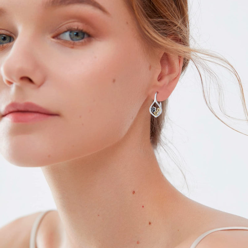 Dog Paw Print Earrings for Women 925 Sterling Silver Dog Bone Earrings Animal Dog Pet Drop Dangle Leverback Earrings Cat Dog Paw Print Jewelry for Women Girls - PawsPlanet Australia
