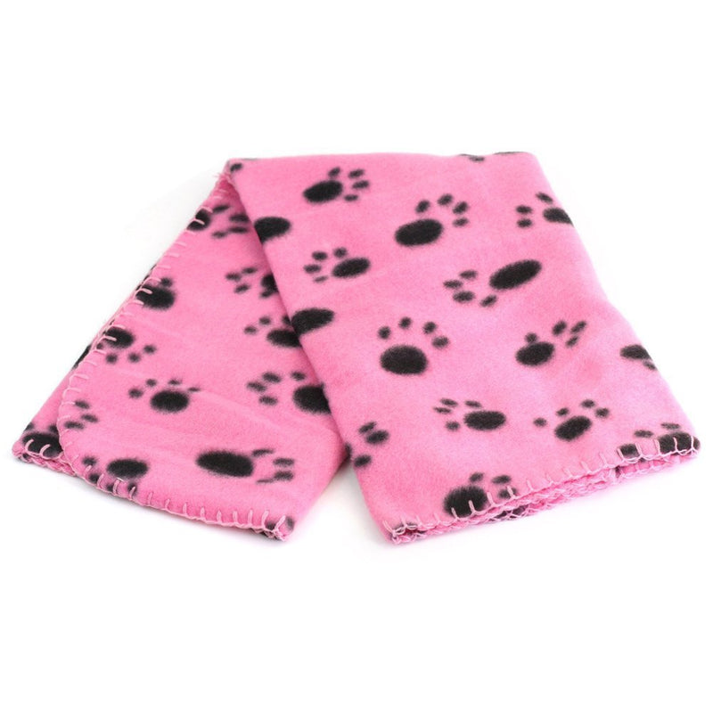 [Australia] - Yonisun Pet Dog Cat Puppy Kitten Soft Blanket Doggy Warm Bed Mat Paw Print Cushion Pink 