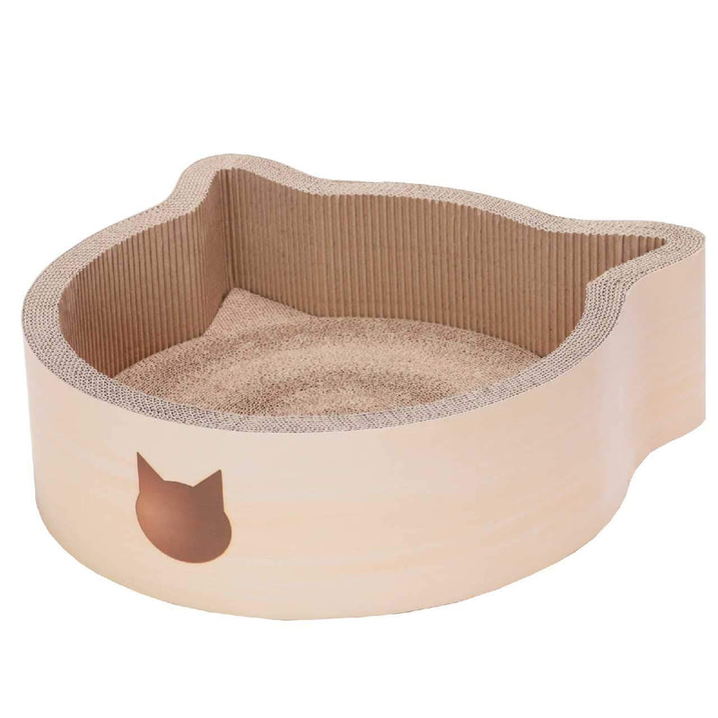 Necoichi Cat-headed Scratcher Bed Large, Birch, 1.55 kg - PawsPlanet Australia