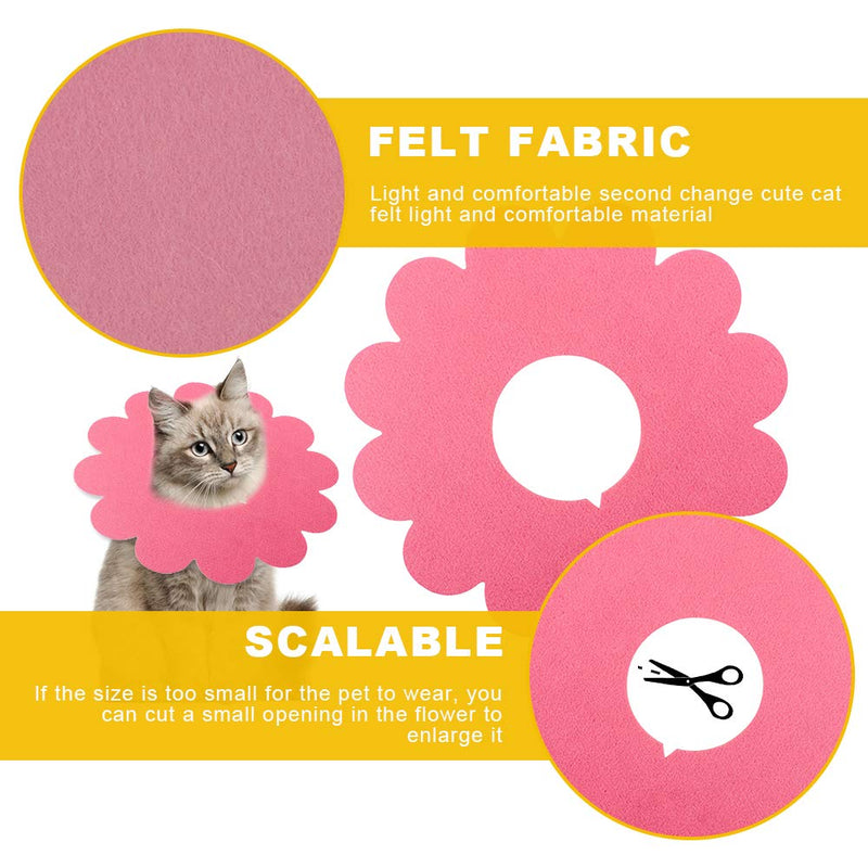 Mousyee Pet Recovery Collar, 5 Pcs Pet Protective Collar Sunflower Shape Felt Pets Surgery Recovery Soft Collar Move Freely Lick Proof and Anti-biting Suitable for Pet After Surgery 21-23cm (Yellow) Pink - PawsPlanet Australia