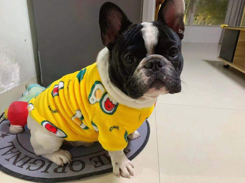 Pet Clothes, Dog Winter Pajamas Lovely Dog Coats Warm Cold Weather French Bulldog Sweater for Cats Puppy Small Medium Dogs (S-Yellow) S---Back Lenght 20cm Yellow - PawsPlanet Australia