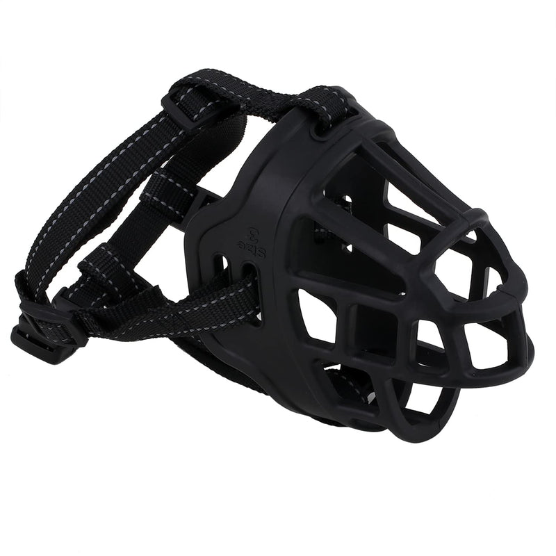 Avaner Dog Muzzle, Soft Nylon and Rubber Dog Muzzle, Silicone Dog Muzzle with Reflective Strips, Prevents Barking, Biting and Chewing Black (Size M) - PawsPlanet Australia