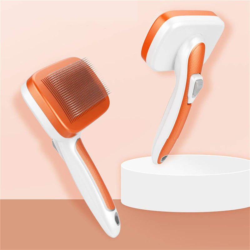 Inbell Retractable Brush, One-Button Dehairing Comb, Hair Removal Comb, Pet Brush, Automatic Depilation Comb, Sticking Needle Comb Orange - PawsPlanet Australia