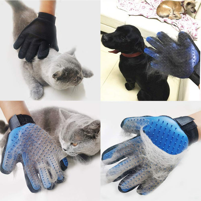 Aolalow Pet Grooming Glove - for Cats, Dogs and Horses - Long & Short Fur - Gentle De-Shedding Brush - Gentle Deshedding Brush Glove - Efficient Pet Hair Remover Mitt - (1Pair Left & Right Hand) - PawsPlanet Australia