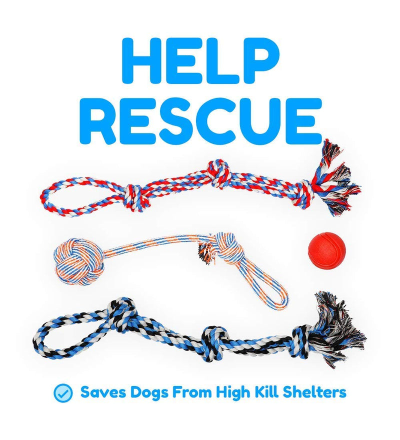 XL Dog Rope Toys for Aggressive CHEWERS - Large Dog Ball for Large and Medium Dogs - Benefits Non-Profit Dog Rescue - Large Floss Rope for Dogs Dental Health - 100% Cotton Rope Toy for Large Dogs - PawsPlanet Australia