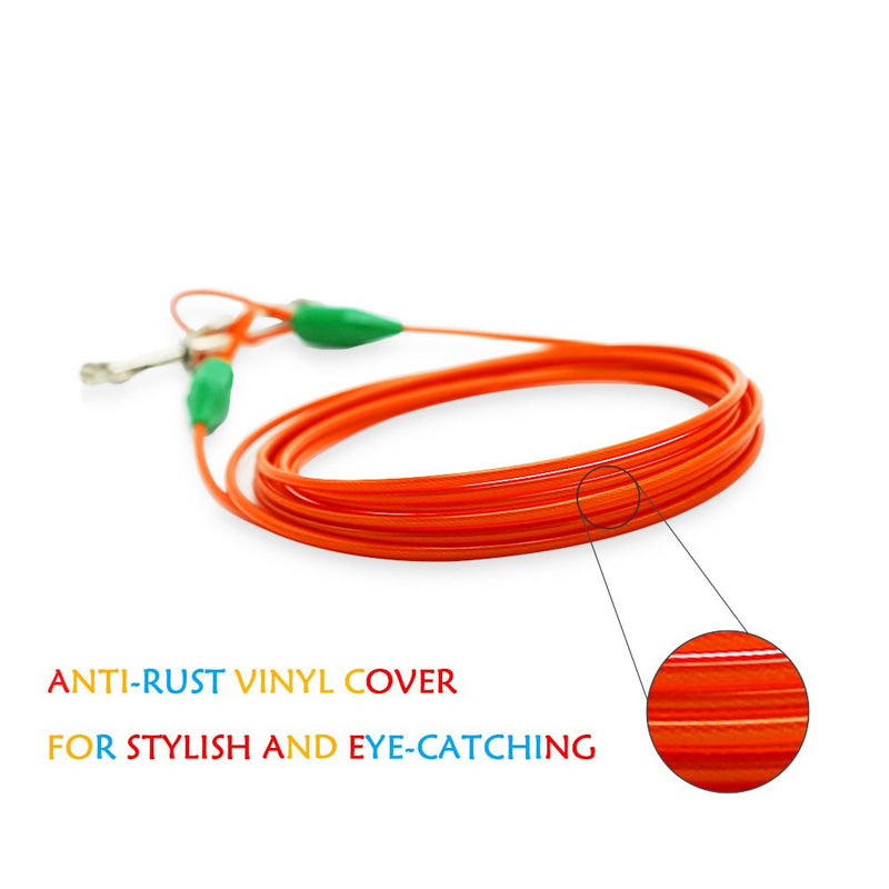 [Australia] - Petest Tie-Out Cable with Crimp Cover for Dogs Up to 35/60/90/125/250 Pounds, 15ft 25ft 30ft Length Available 8.8mmX16&60lbs15ft Darkgreen & Orange 