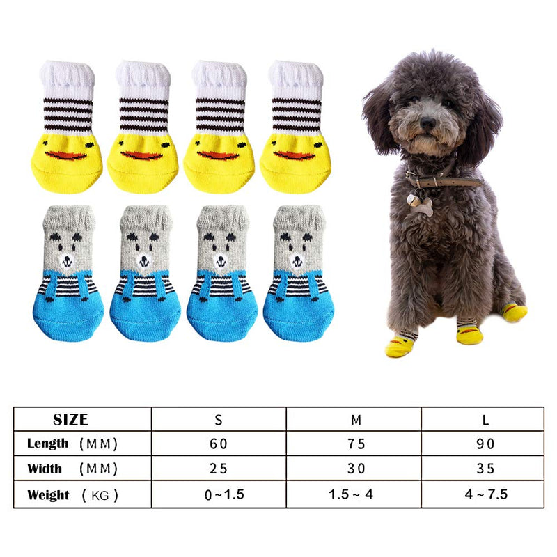 None/Brand Lmbqye Anti-Slip Knit Dog Socks, 8PCS Pet Dog Socks Cat Socks Paw Foot Protector for Indoor Outdoor Wear, Anti-scratch Anti-slip Foot Cover (Style: Little Duck, Little Bear) 90*35mm - PawsPlanet Australia