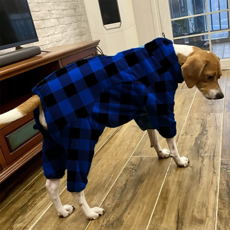 Winter Dog Coat Plaid Pet Dog Clothes Windproof Dog Sweater Warm Fleece Padded Winter Dogs Cats Puppy Small Medium Large Blue S - PawsPlanet Australia
