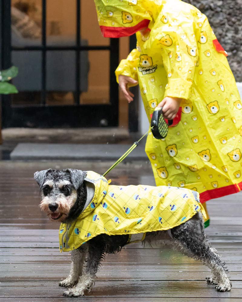 kyeese Dog Raincoat Antidroplet Waterproof Reflective Dog Rain Poncho with Hood Lightweight Packable Dog Slicker Raincoats with Zip Pocket Small (Back length 12") Yellow - PawsPlanet Australia