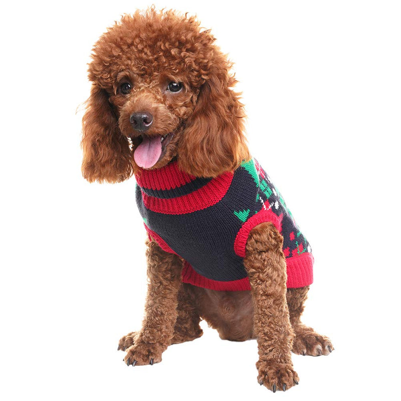 Dog Jumpers Christmas Sweaters Winter Knitwear Xmas Clothes Classic Warm Coats for Cold Days Santa's Cane Printing, S/M - PawsPlanet Australia