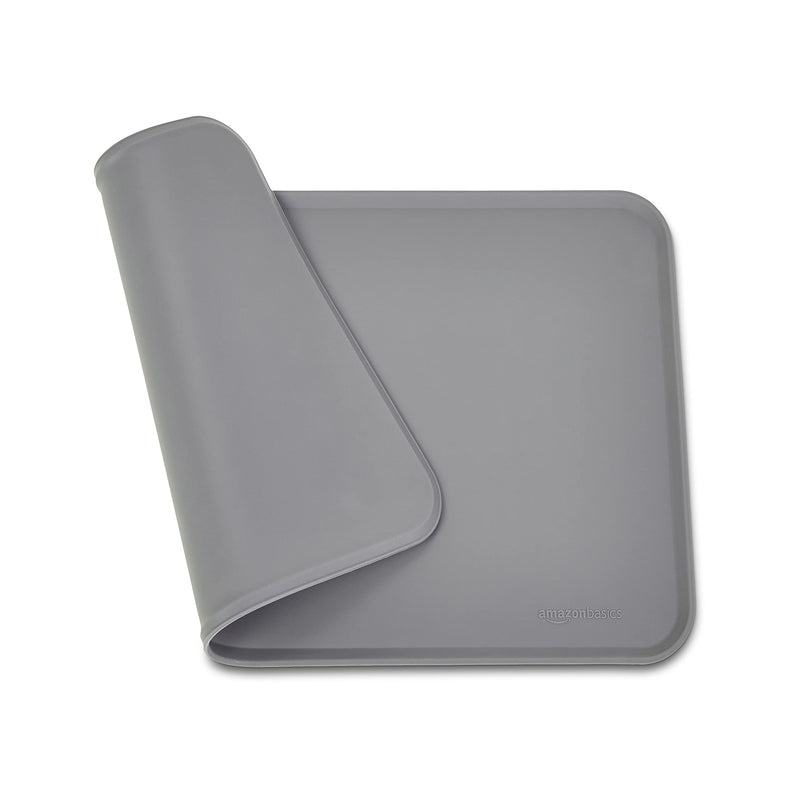 Amazon Basics Silicone Waterproof Pet Food Mat - 47 x 29 cm, Grey (2-Pack) 47 x 29 cm - (2-Pack) - PawsPlanet Australia