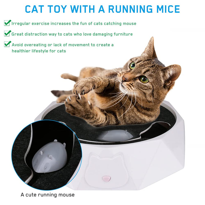 Cat Toys LINGSFIR Cat Interactive Toys for Indoor Cats Electronic Cat Toy Cute Cat Teaser Toy Kitten Hunting Exercise Toy Pet Kitten Toys with Running Mouse & Scratching Pad, 2 Modes 360° Rotation - PawsPlanet Australia