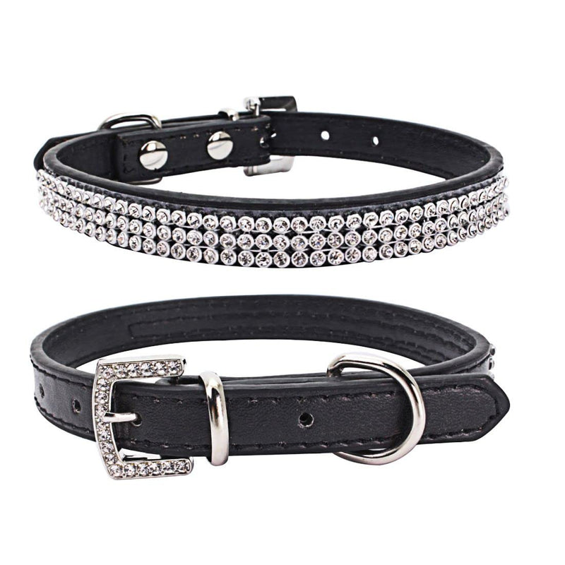 Serijoars Puppy Collar Cute Dazzling Sparkling Elegant Fancy PU Leather Bling Rhinestone Crystal Jeweled Pet Cat Dog Collar (S, Pink) S - PawsPlanet Australia