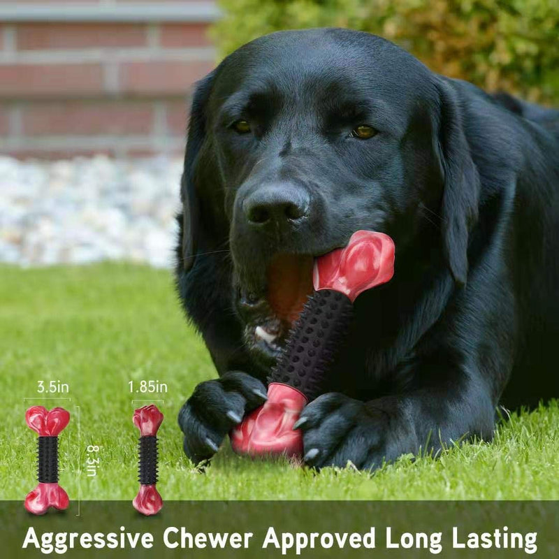 Dog Toys for Aggressive Chewers Large Medium Breed, Apasiri Dog Chew Toys, Dog Bones Made with Natural Rubber and Nylon, Large Dog Toys, Puppy Chew Toys Teething Toys Indestructible Durable Tough Medium & Large Black-Bacon Flavor - PawsPlanet Australia