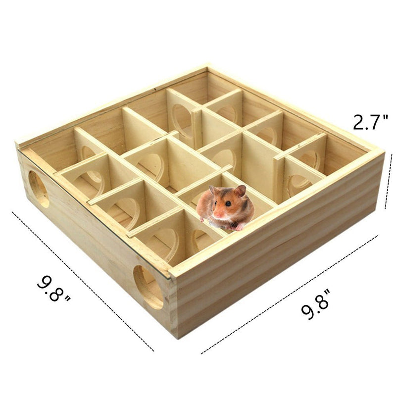 [Australia] - Hypeety Wooden Maze Tunnel Toy with Glass Cover, Small Pet Animals Activity Sport Gerbil Labyrinth Dwarf Hamster Play Toys Maze Tunnel Mice Wooden Funny Toy 