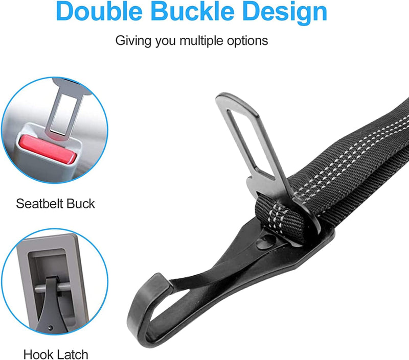 Firschoie dog car seat belt, 3-in-1 dog belt for the car, dog seat belt with elastic shock absorption, thick zinc alloy, double secure bolt hook and double buckle - PawsPlanet Australia