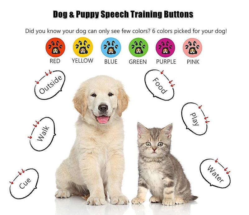 RIBOSY Set of 6, Dog Speech Training Buzzers, Recordable Buttons - Record& Playback Your Own Voice to Train Your Dog Voice What They Need (Battery Included) - PawsPlanet Australia