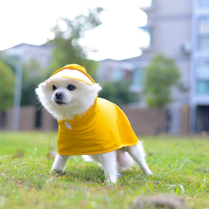 [Australia] - Yellow Dog Raincoat Pet Waterproof Jacket with Hood & Collar Hole Transparent Brim - Ultra-Light Breathable Adjustable Dog Poncho Rain Jacket for Small Medium Dog - Easy to Put On and Clean Large 