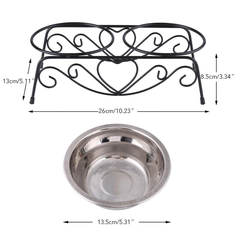 Jadeshay Dog Bowls - Dog Cat Food and Water Bowls Stands Feeder Dishes with 2 Stainless Steel Bowls Shelf Stand - PawsPlanet Australia