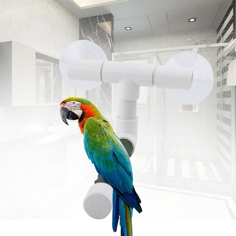 Hypeety Bird Parrot Stand Perch Shower Standing Toy Portable Suction Cup Parrot Shower Perch Bath Stands Suppllies Holder Platform Parakeet Window Hanging Play(SMALL) - PawsPlanet Australia