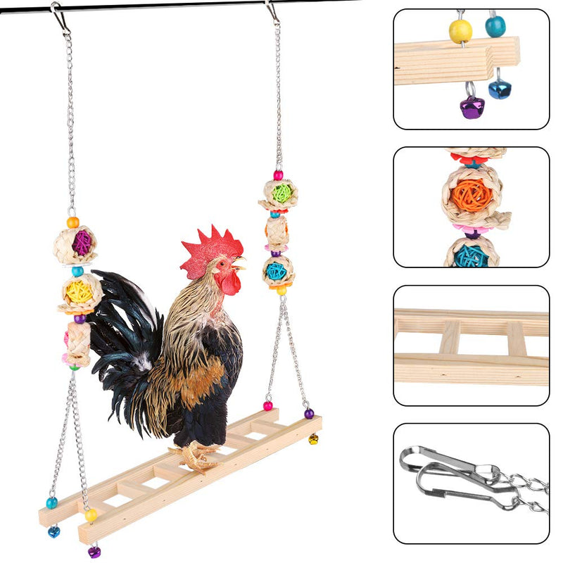 Ewolee Chicken Swing, Natural Wooden Chicken Perch Stand Chicken Coop Accessories Chicken Hanging Ladder Toy for Hens Chicks Rooster Birds Parrots - PawsPlanet Australia