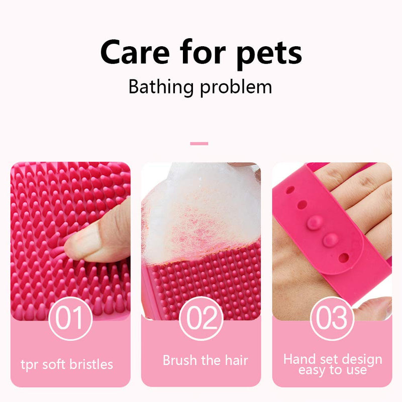 DI QIU REN 3 Pieces Pet Massaging Shell Comb with 3 Pieces Cat Bath Brush with Adjustable Ring Handle Pet Grooming Shampoo Bath Shedding Brush for Dogs and Cats with Short & Long Hair - PawsPlanet Australia