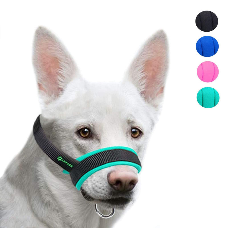ILEPARK fabric muzzle for small, medium and large dogs, prevents biting, adjustable neck, breathable (S, green) S green - PawsPlanet Australia