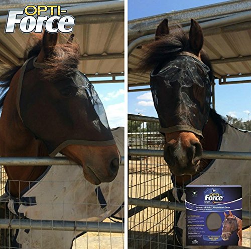 Opti-Force-Force Equine Fly Mask | Horse Fly Mask with UV Protection and Insect Repellent | Adjustable Fit for Comfort | Without Ears Standard - PawsPlanet Australia