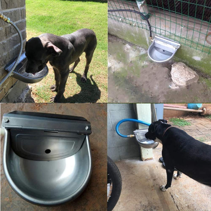 Automatic Cattle Water Bowls with Drain Plug Stainless Steel Animal Drinking Bowl with 2 pcs Adjustable Float Valve Drinker for Ox Horses Goats Sheep Cattle Dog Water Bowl - PawsPlanet Australia