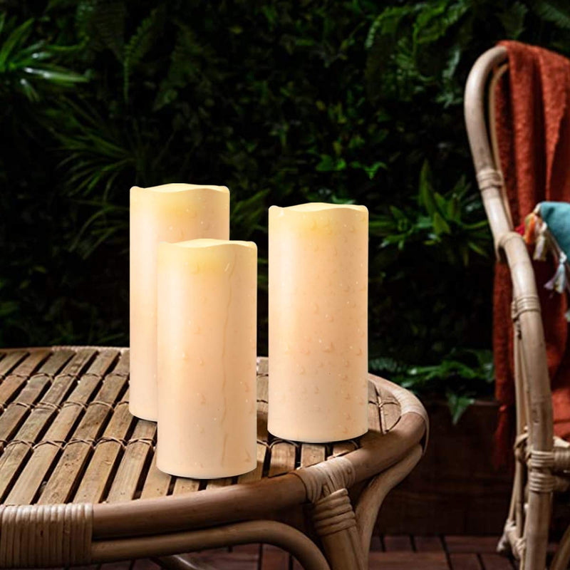 Amagic 10” x 4” Outdoor Waterproof Candles, Battery Operated Large Flameless Candles with Timer, Won’t melt, Long-Lasting, Ivory White, Set of 2 10"X4" - PawsPlanet Australia