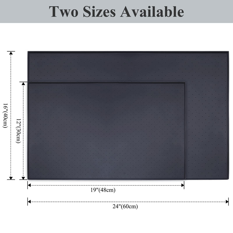VIVAGLORY Feeding Mat for Dogs Cats Silicone Non Slip Pet Bowl Mat Waterproof Food Food-Grade Food Placemat with Lip, S, Black Small(48x30cm) - PawsPlanet Australia
