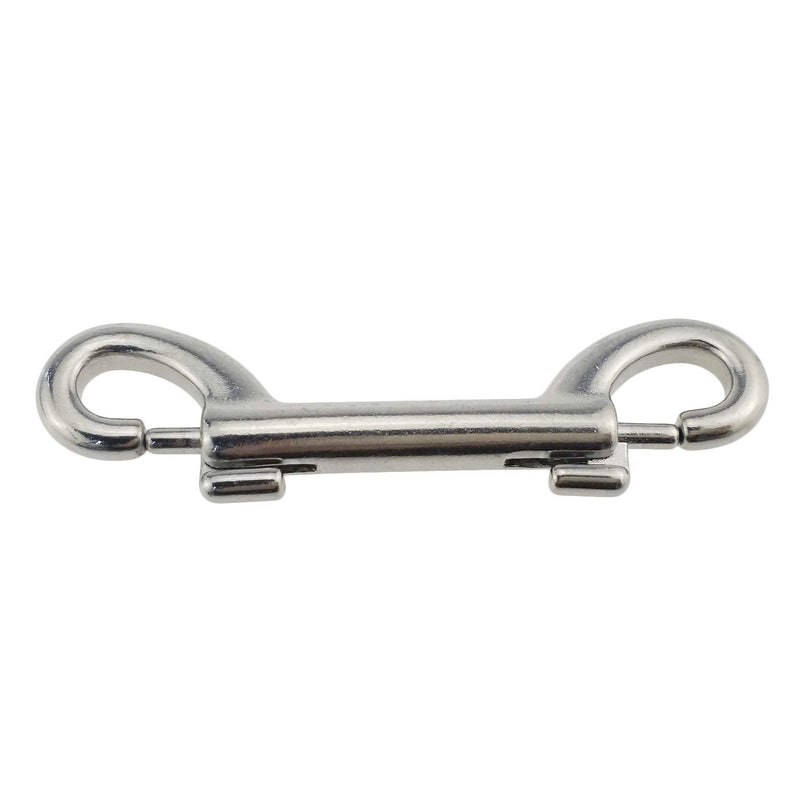 [Australia] - keehui Pair of 316 SS Marine Grade 3-1/2''(90MM) Double Ended Bolt Snap Hook Double End Snap Trigger Chain Diving Clips for Water Bucket/Dog Leash/Pet Feed Bucket/Pet Hammock (Silver) 