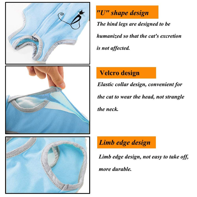[Australia] - Coppthinktu Cat Recovery Suit for Abdominal Wounds or Skin Diseases Breathable Cat Surgical Recovery Suit for Cats E-Collar Alternative After Surgery Wear Anti Licking Wounds Large Blue 