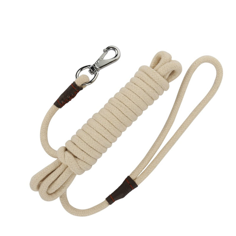 [Australia] - PepPet 16-65 Ft Extra Heavy Duty Cotton Rope Dog Training Leash for Large/Medium/Small Dogs Training/Walking 32Ft Beige 