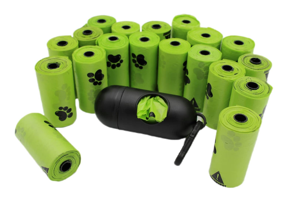 Dog poop bags biodegradable 315 pieces with dispenser - poop bags for dogs - tear-resistant - bag dispenser with leash clip - dog accessories - with scent - 21 rolls - PawsPlanet Australia