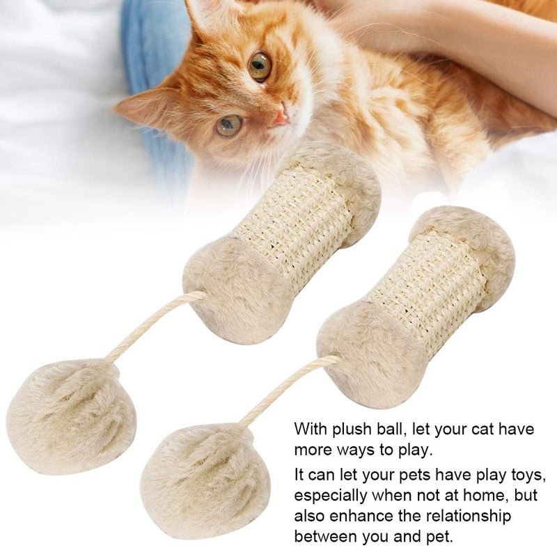 2Pcs Pet Favorites Furry Rattle Ball Cat Toy Pet Sisal Hemp Stand Column and Plush Ball Interaction Tease Cat Training Playing Toy Supp - PawsPlanet Australia