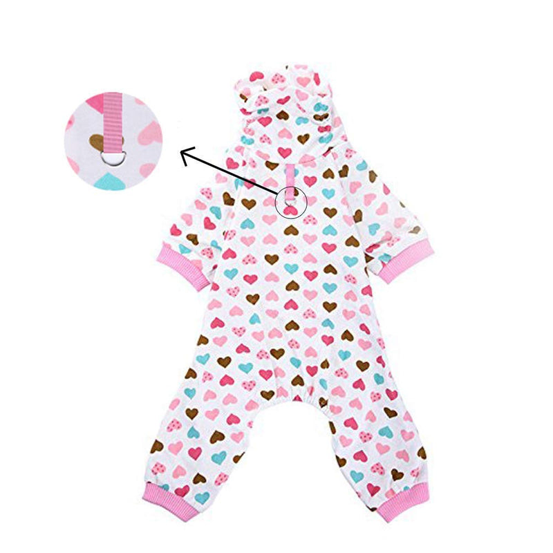 S-Lifeeling Dog Pajamas Costumes for Indoor Outdoor Turtleneck Love Pattern Comfortable Puppy Pajamas Soft Dog Jumpsuit Shirt Best Gift 100% Cotton Coat for Medium and Small Dog XS 1pcs - PawsPlanet Australia