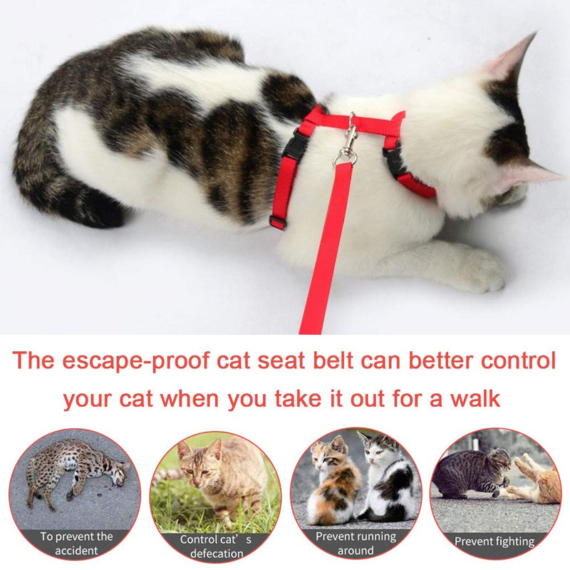 Grneric Adjustable Cat Harness and Lead Set Kitten Collar Escape Proof Chest Strap Belt for Pet Puppy Kitten Outdoor Walking (Red) - PawsPlanet Australia