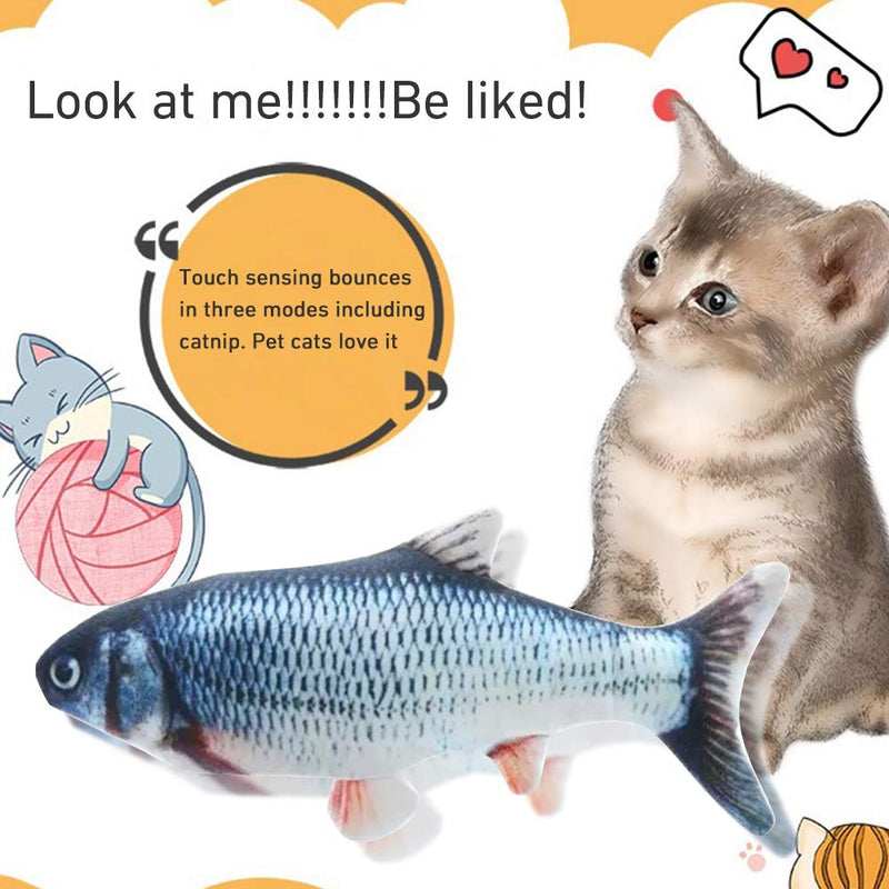 [Australia] - yingyi Cat Funny Kick Fish Interactive Toy,Electric Sensor Cat Wagging Fish Toy,Electric Doll Fish,Realistic Plush Flopping Fish Cat Toy,Cat/Kitty/Kitten Fish Flop Catnip Toys for Biting & Kicking A 