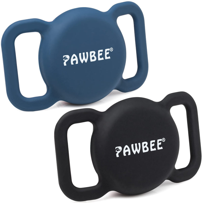 PAWBEE Airtag Dog Collar Holder - 2 Pack Square Apple Air Tag Dog Collar Holder - Soft Silicone Dog AirTag Holder, Air Tag Pet Collar Case for Small Medium Large Dogs & Cats - Dog Collar Airtag Holder - PawsPlanet Australia