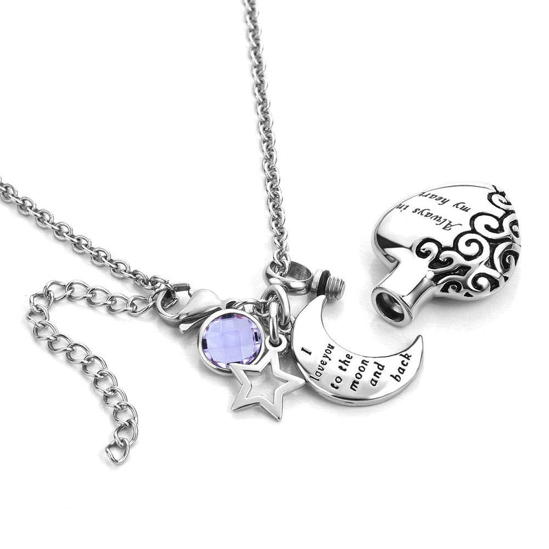 Cherris Jewellery Love Always in My Heart Ashes Holder Urn Necklace for Pet Human Cremation Jewelry Keepsake Memorial (Jun-purple) - PawsPlanet Australia