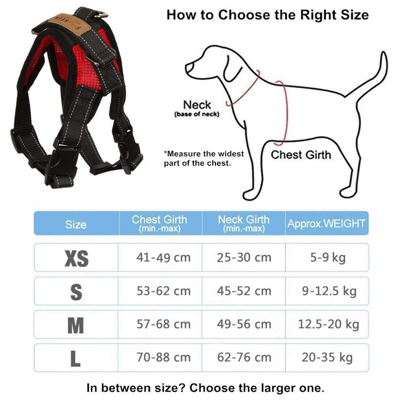 Dog Harness Mesh Breathable Comfortable Pet Vest No Pull Adjustable Soft Padded Dog Power Strap (S, Red) S - PawsPlanet Australia