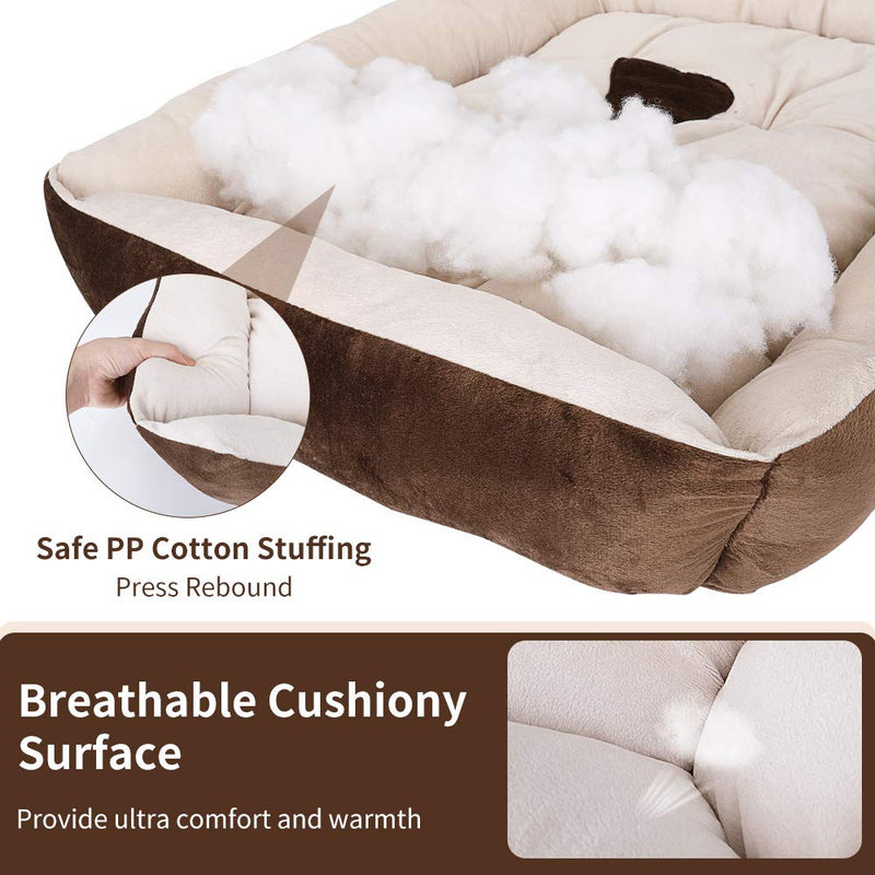 [Australia] - SlowTon Warming Dog Bed, 31.5 Inch Machine Washable & Dryer Pet Sleeper Couch Sofa，Ultra-Soft Breathable Cotton Cozy Calming Cushion with Non-Slip Bottom for Medium Small Dog M - 31” x 22” Coffee 