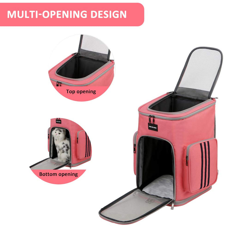 DuoLmi Pet Carrier Backpack - Foldable Transportation Rucksack Bag for Small Cats, Animals, Household Pets with Padded Shoulder Straps, Puppy Carrier Bag for Travel Camping Hiking (Pink) Pink - PawsPlanet Australia