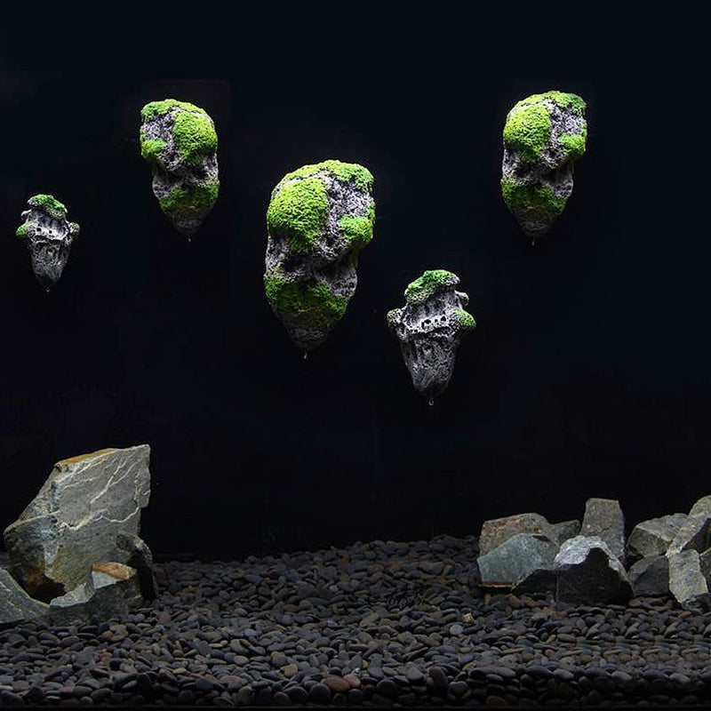 [Australia] - Aquarium Fish Tank Floating Moss Rocks Resin Stone Decorations Artificial Suspended Rock Ornament Landscape Small 