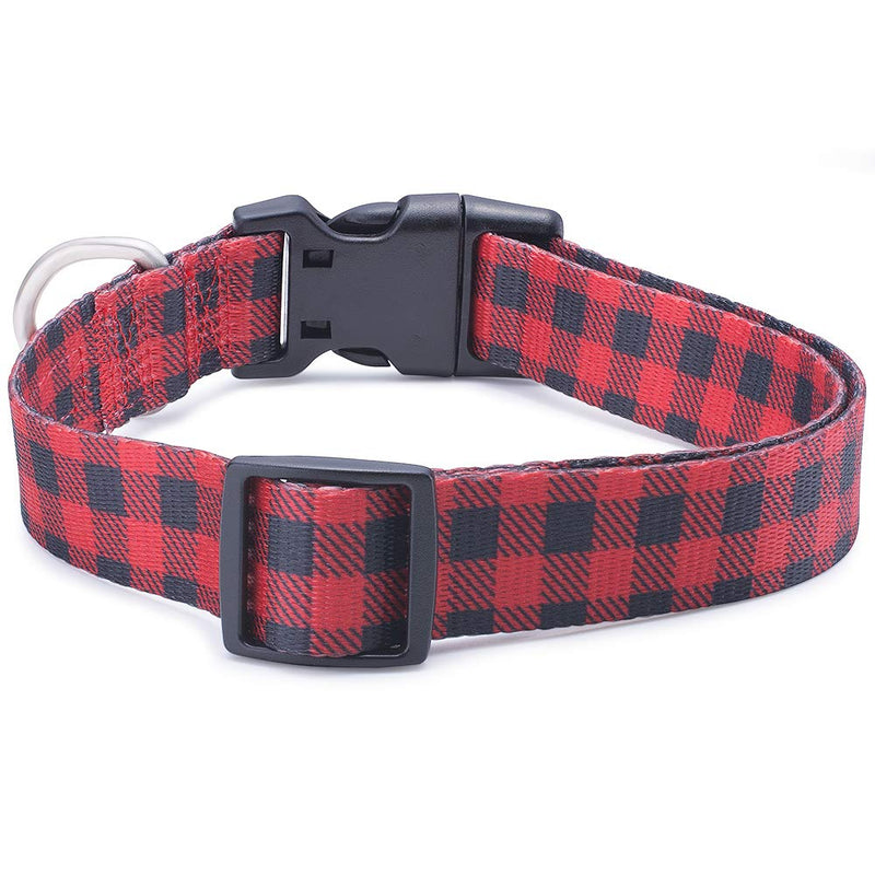 [Australia] - Red Black Lumberjack Plaid Dog Collar Small 