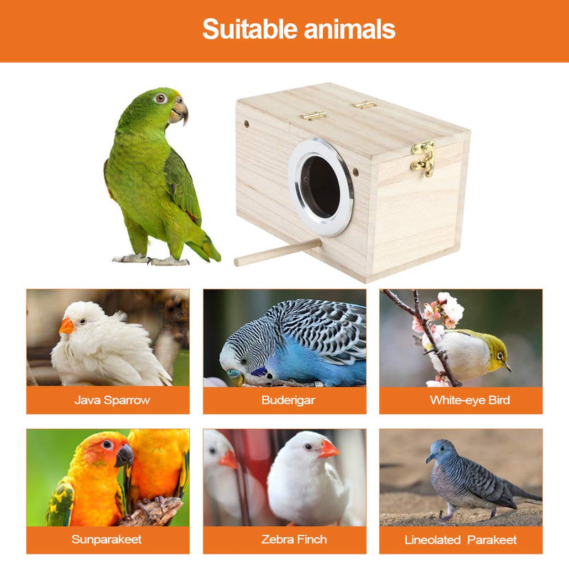 EMUST Parakeet Nesting Box, Bird Nest Breeding Box Wood Bird Cage Accessories for Finch Lovebirds Cockatiel Budgie Conure Parrot, L - PawsPlanet Australia