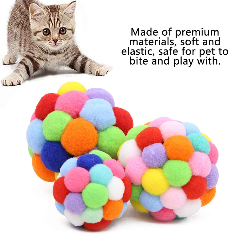 Wudong 3 Pcs Colorful Cat Balls with 1 Pcs Catnip Lollipop,Plush Bouncy Ball Bell Interactive Toys for Cats Kitten Training Playing Chewing - PawsPlanet Australia